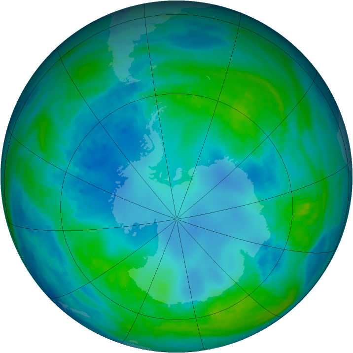 Antarctic ozone map for 10 May 1988